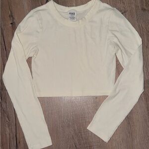 Victoria's Secret Cream Long Sleeve Ribbed Crop Top